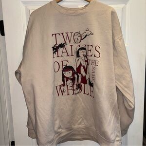 Two Halves Of The Same Whole Ruku Custom Streetwear Sweatshirt Cream  Burgundy